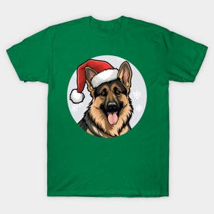 Christmas German Shepherd Santa Hat T-Shirt